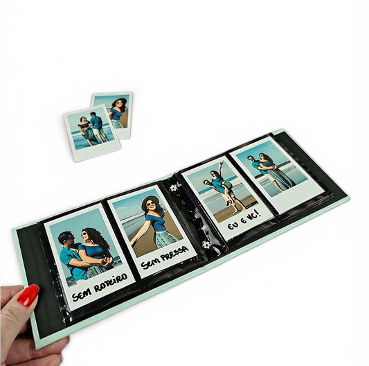 Álbum p/ Fotos Retro Mini - Tamanho 8,5x5,5cm